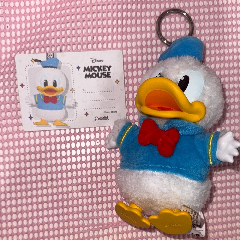 Authentic popmart Disney Donald Duck Plush Keychain with Blue and Yellow Accents